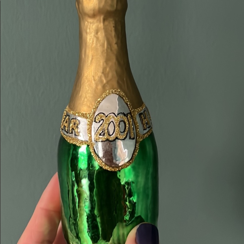 Christopher Radko 2001 champagne bottle ornament